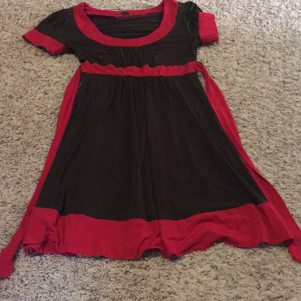 Red and brown dress